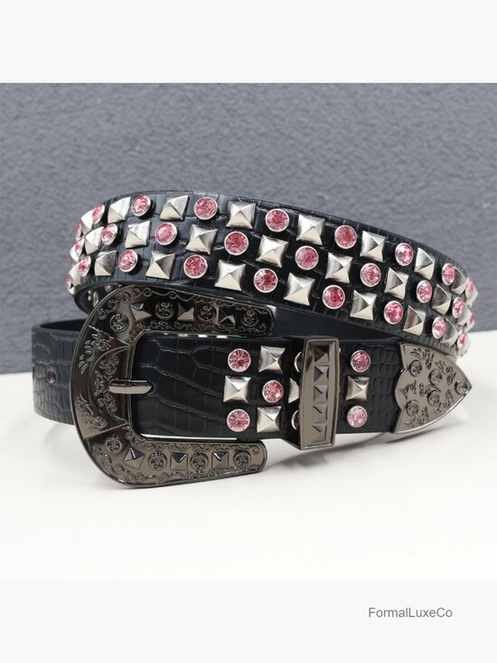 Studded Rhinestone Belt - Y2k Cowboy Punk Style Unisex main image 5